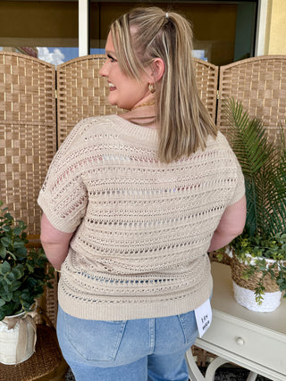 Alternate view of Just a Dream Natural Crochet VNeck Top
