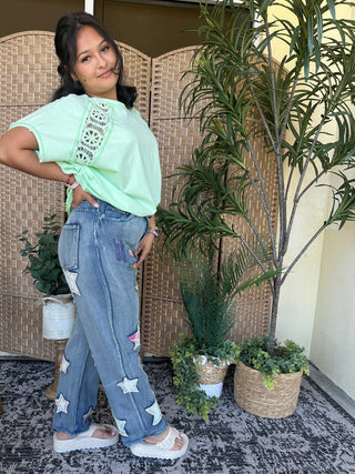 Favorite Things Mint Crochet Dolman Top