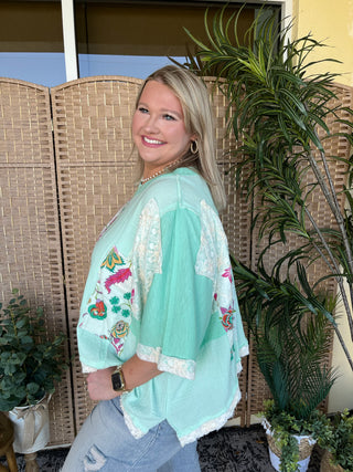 Alternate view of POL Mint Floral Oversized Top
