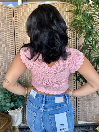 Alternate view of POL Pink Lace Bralette Top
