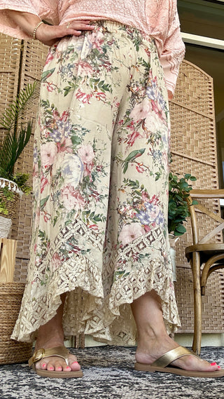 Alternate view of Dandelion Floral & Lace Wide Leg Pants
