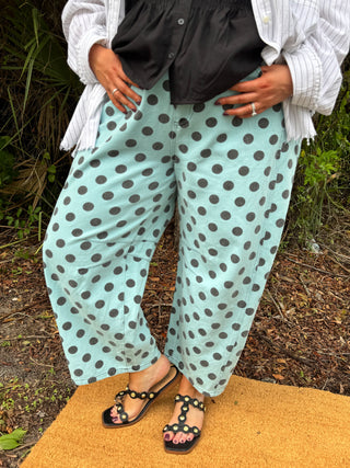 Alternate view of Easel Ocean Blue Dot Gypsy Fit Pants
