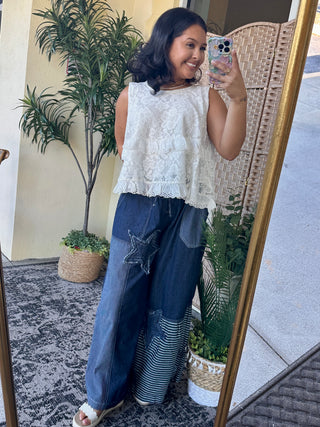 Alternate view of Saturday in the Park White Lace Layer Tank Top
