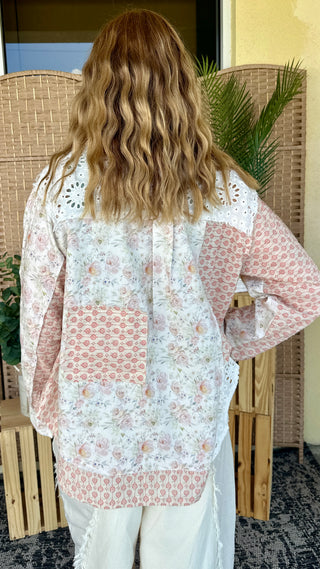 Alternate view of Can't Love You Anymore POL Patchwork Top OVERSIZED

