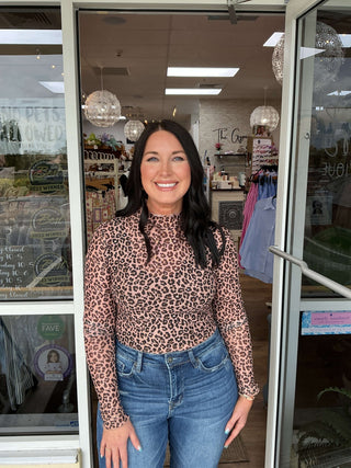 Jess Lea Top in Leopard Mesh, Stylish Long Sleeve Layering - Perfect for Trendy Outfits