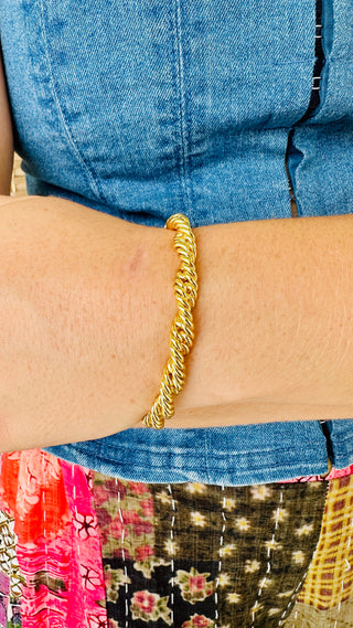 Gold Braided Twisted Link Magnetic Bracelet
