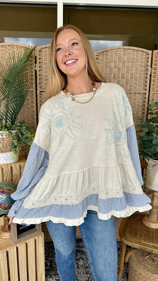 Boho Shores Blue Seersucker Tunic Top
