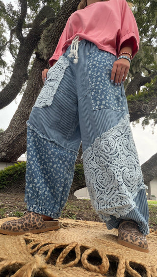 Bluebell Manor Patchwork Jogger Pants
