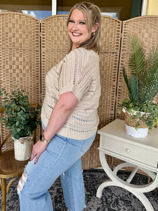 Alternate view of Just a Dream Natural Crochet VNeck Top
