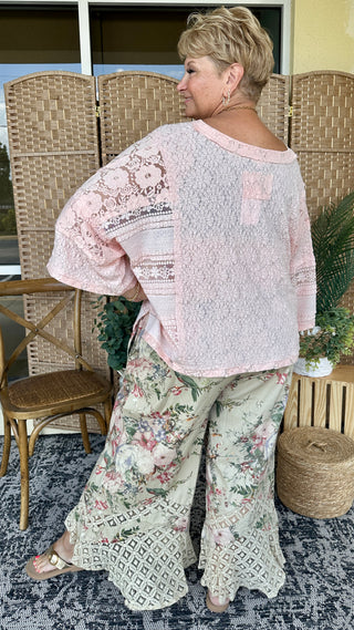 Alternate view of Dandelion Floral & Lace Wide Leg Pants
