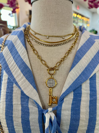 Alternate view of Mixed Metal Coco Key Necklace Lauren Kenzie
