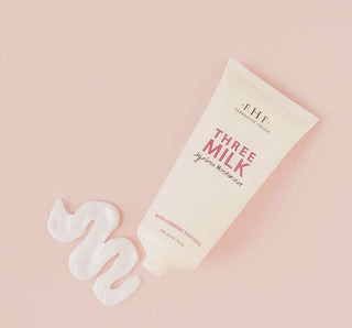 FHF Three Milk Ageless Moisturizer in elegant glass jar with silver lid, providing anti-aging skincare benefits.