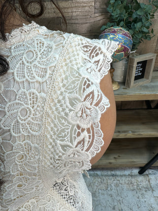 Alternate view of Like Love Cream Lace Crochet Sleeveless Top

