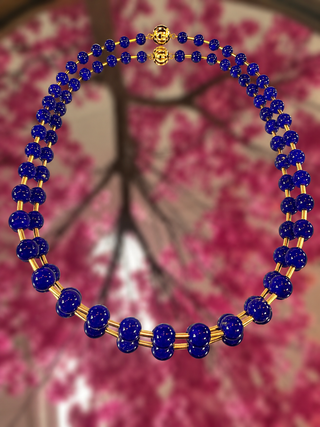 Alternate view of Cobalt Blue Glass Bead Magnetic Necklace
