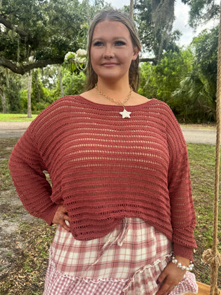 Orchard Stroll TERRACOTTA Slouchy Sweater Top
