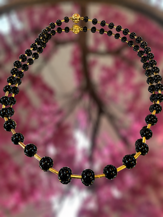 Alternate view of Black Glass Bead Magnetic Necklace
