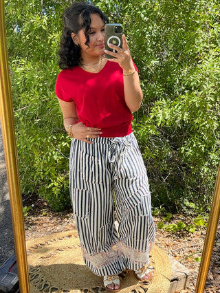 Alternate view of Like Love Red Cap Slv V Neck Knit Top
