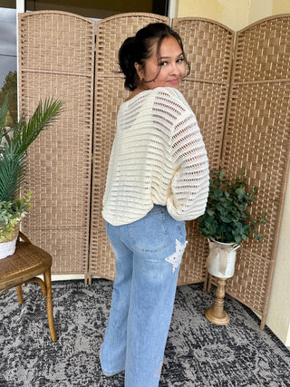 Alternate view of Oh Bouy! IVORY Slouchy Sweater Top
