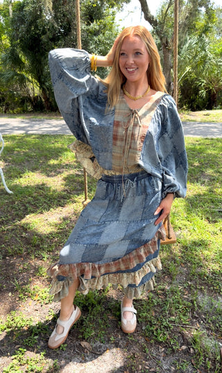 I'm the Problem Patchwork Ruffle Skirt
