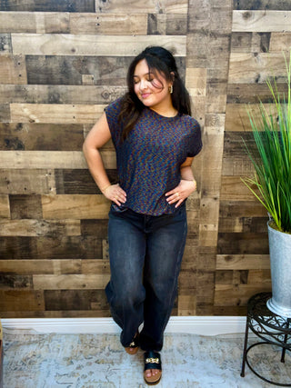 Sew In Love Confetti Round Neck Short Sleeve Sparkle Top