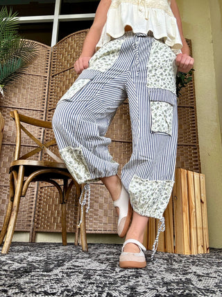 Prairie Mae Blue & Cream Jogger Pants
