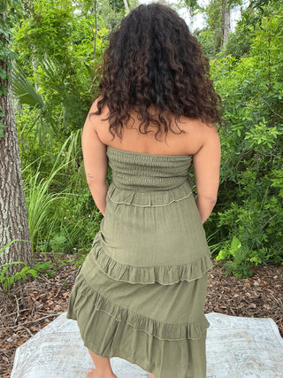Listicle Smocked Ruffle Tiered Maxi Skirt or Midi Dress (3 COLORS)