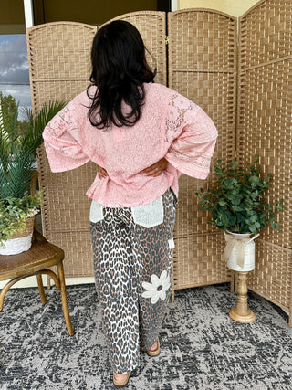 Alternate view of POL Pink Handkerchief Lace Beachy Top OVERSIZED
