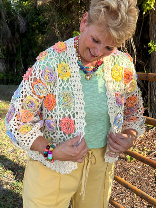 Carnival Bloom Floral Crochet Cardigan OVERSIZED
