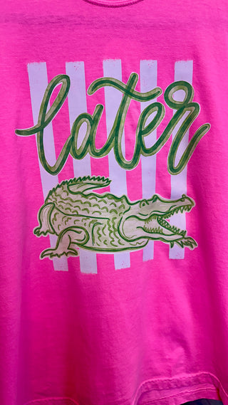 Alternate view of Later Gator Neon Pink Tee Top
