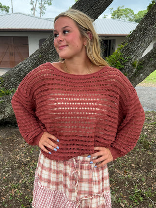Orchard Stroll TERRACOTTA Slouchy Sweater Top
