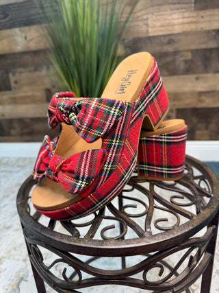 Corkys Put a Bow On It Holiday Plaid Wedge Shoes