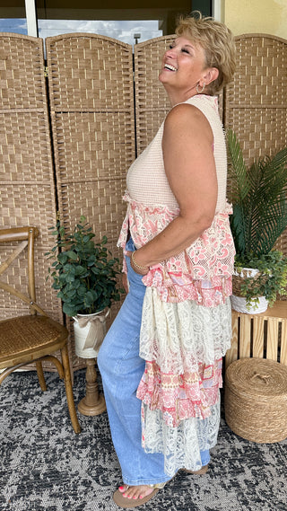 Alternate view of Nashville Bound Pink & Ivory Duster Jacket
