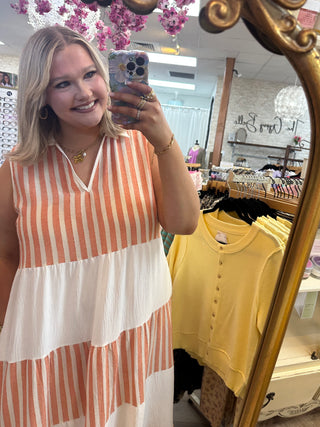 Coral Stripe Resort Maxi Dress