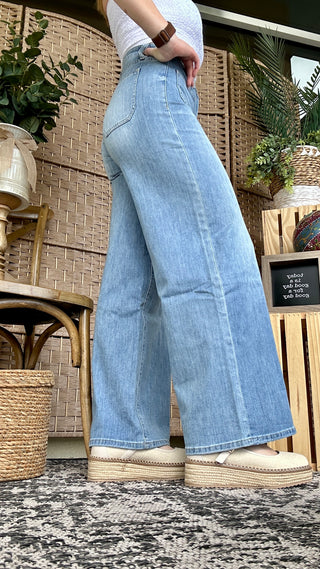 Alternate view of MICA W3714MB Hi Rise Patch Pocket Wide Leg Jeans
