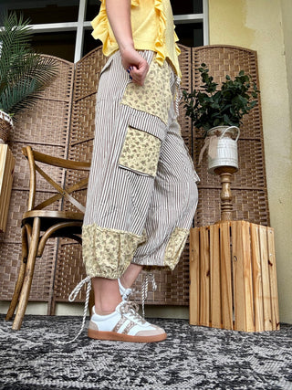 Alternate view of Prairie Mae Taupe & Yellow Jogger Pants
