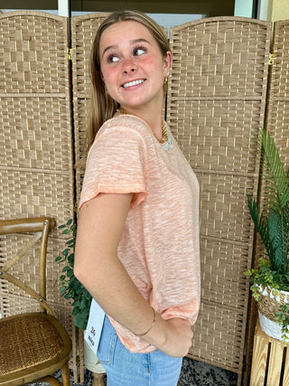 Alternate view of POL It's Not the Destination CORAL PEACH Top
