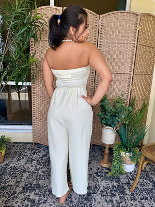 Alternate view of Lemon Meringue Stripe Strapless Jumpsuit
