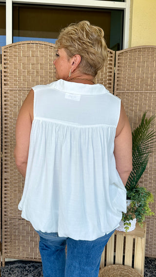 Alternate view of Uptown Girl White Bubble Hem Top

