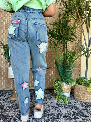 Front Row Seats Star Patchwork Denim Pants