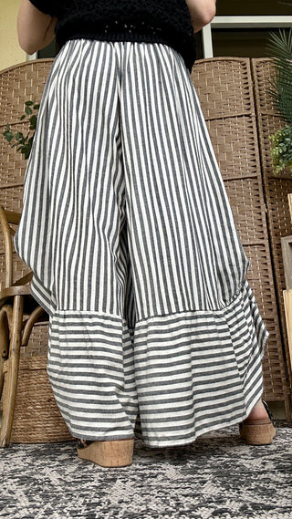 Alternate view of You Got It BLACK Stripe Tie 'Em Up Pants
