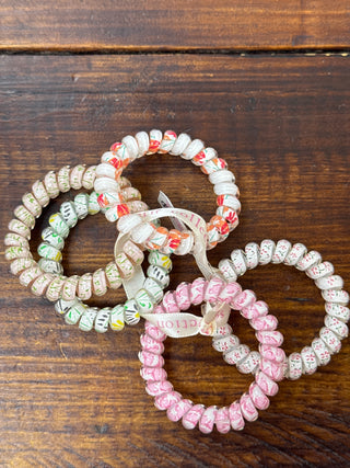 Simply Southern Flower Pink Coil Hair Ties - Stylish and Durable Hair Accessories in Blooming Floral Designs.