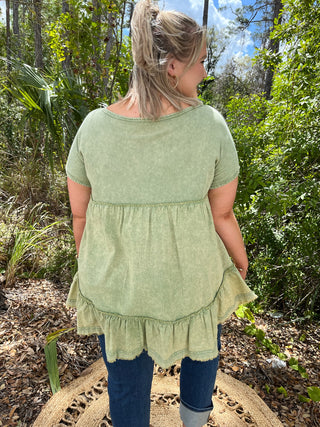 Alternate view of Green Ruffle Bottom Top
