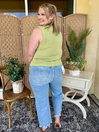 Alternate view of Green Apple Tie Front Cardigan Vest Top
