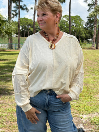 Sure Thing Natural Long Sleeve Top
