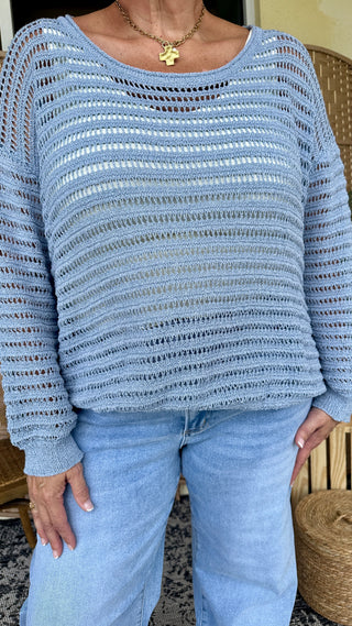 Alternate view of Oh Bouy! BLUE Slouchy Sweater Top
