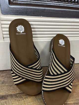 Alternate view of Yellowbox Kable Black & Tan Criss-Cross Sandal
