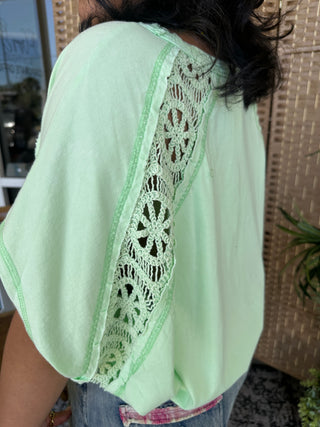 Favorite Things Mint Crochet Dolman Top