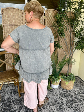 Alternate view of Charcoal Ruffle Bottom Top
