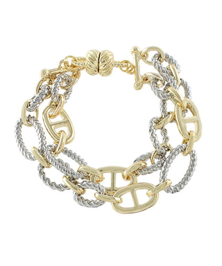 Silver & Gold Layered Mariner Magnetic Bracelet
