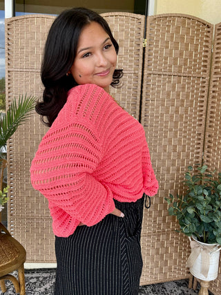 Alternate view of Oh Bouy! CORAL Slouchy Sweater Top
